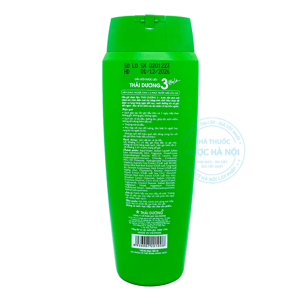 Dầu gội dược liệu Thái Dương 3 xanh lá