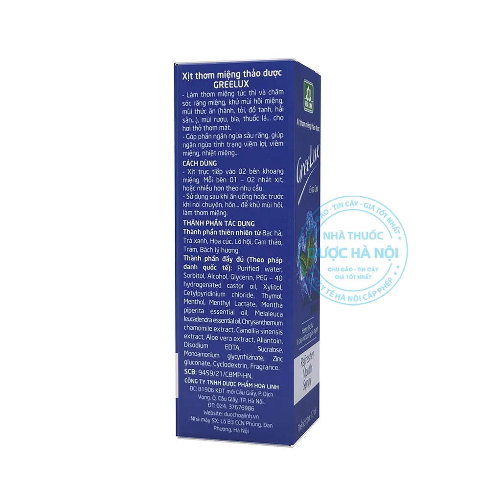 Xịt thơm miệng thảo dược GreeLux Extra Cool