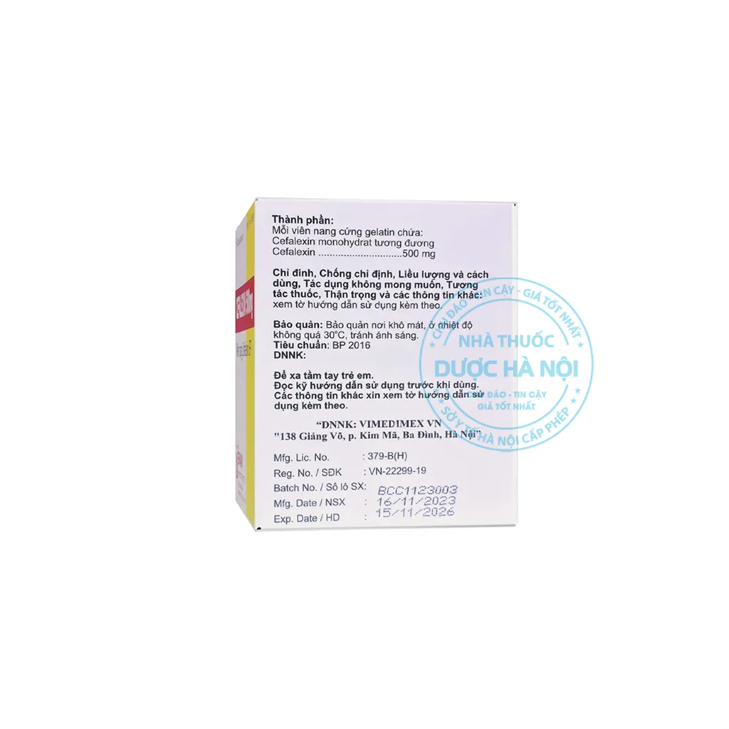 Thuốc kháng sinh Cefalexin 500mg
