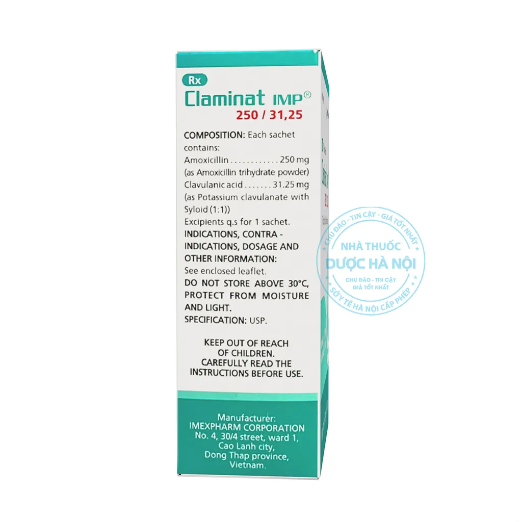 Thuốc kháng sinh Claminat IMP 250/31.25