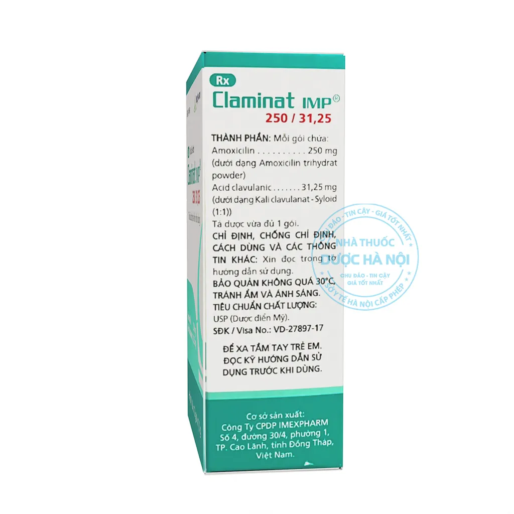 Thuốc kháng sinh Claminat IMP 250/31.25
