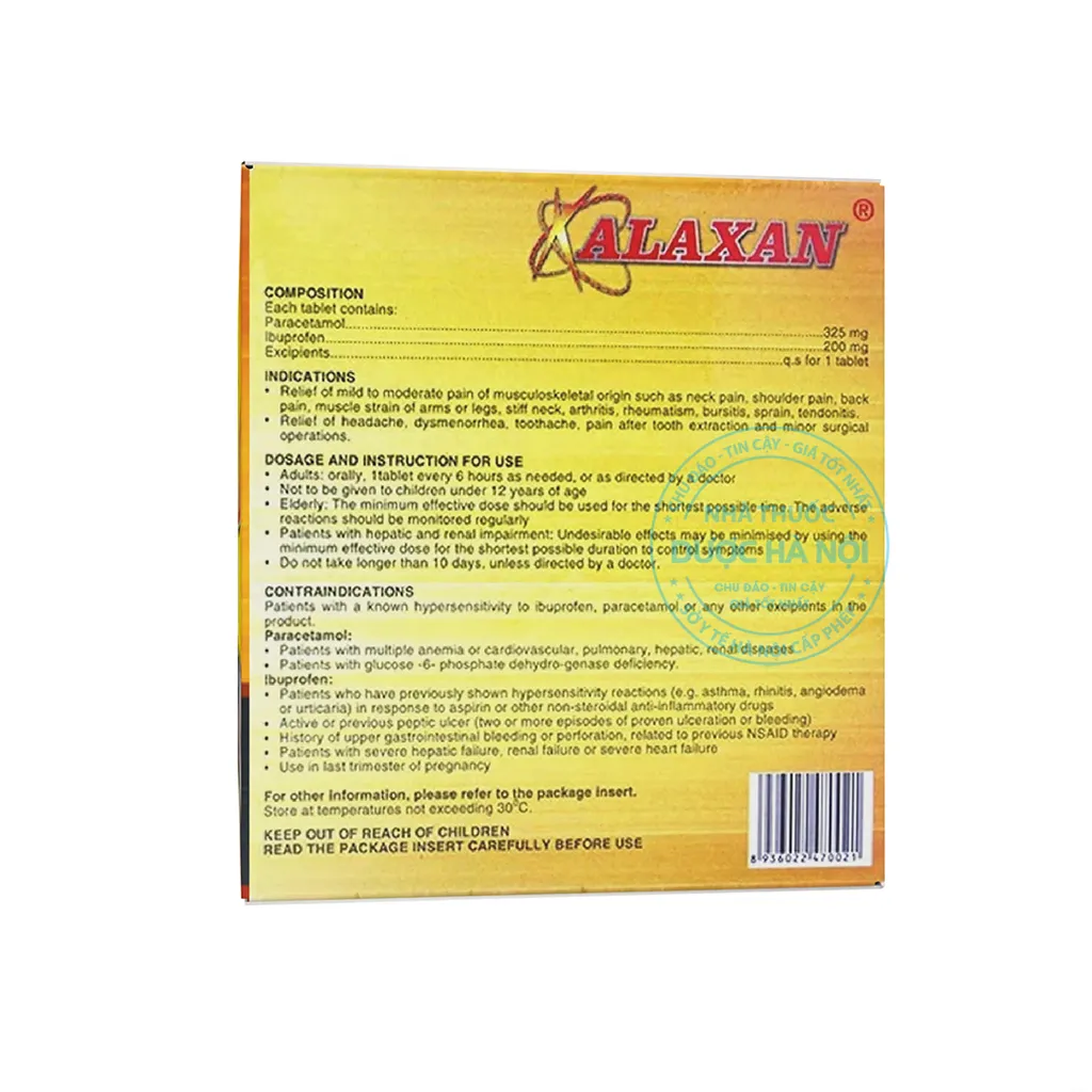 Thuốc Alaxan (1 Hộp x 25vỉ x4 viên)