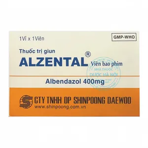 Thuốc Alzental 400mg điều trị các bệnh do giun đũa, giun kim, giun móc
