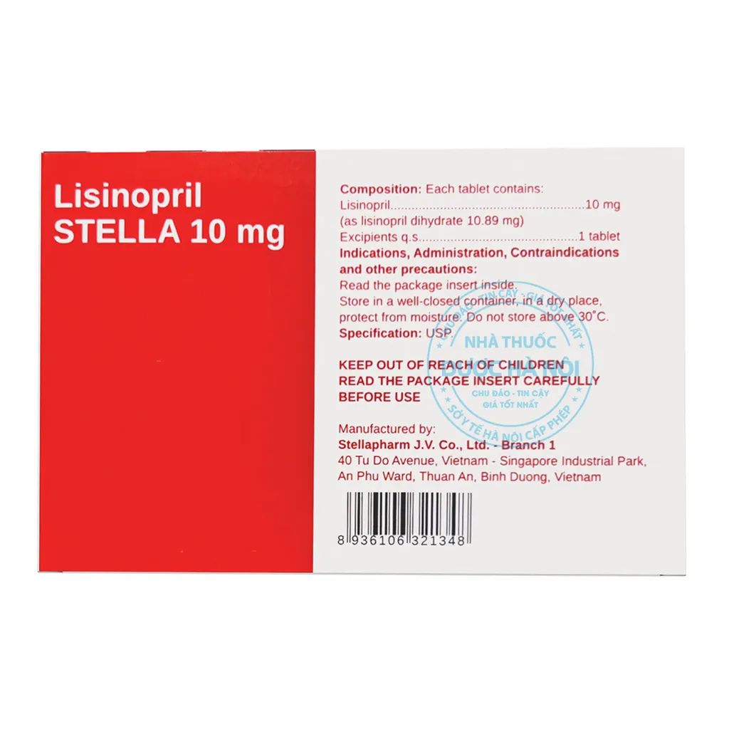 Thuốc Lisinopril 10mg Stella