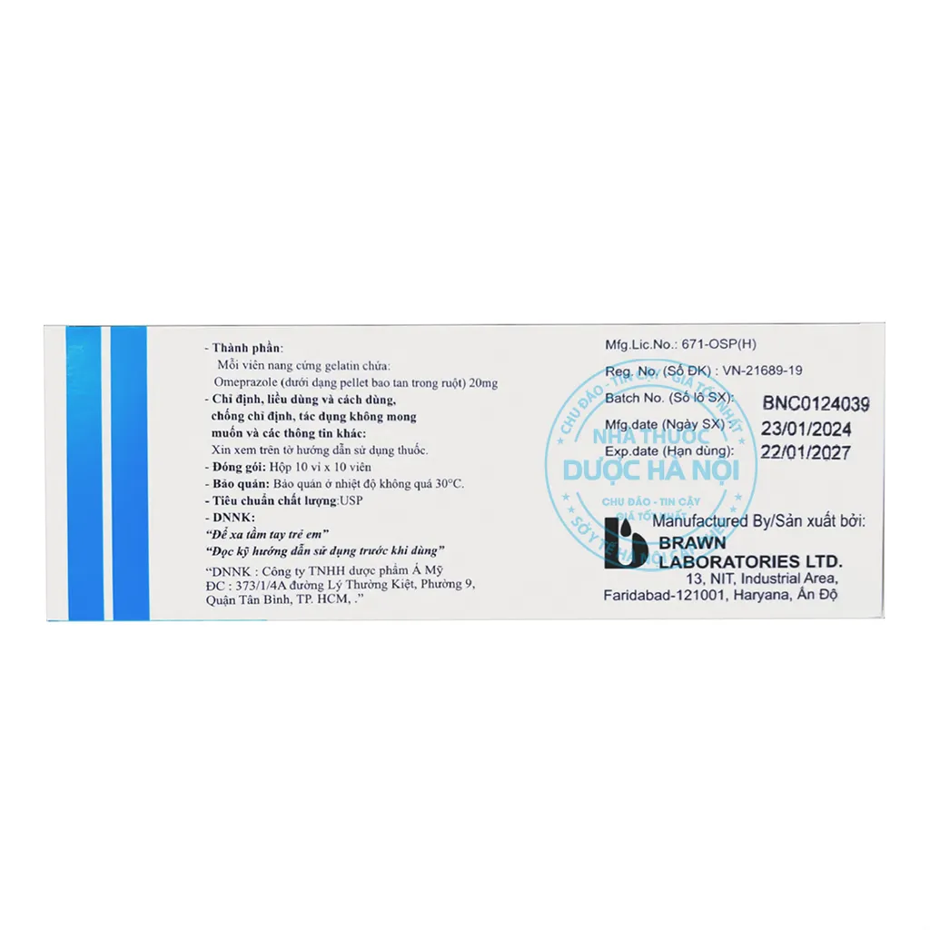 Thuốc Omeprazol Brawn
