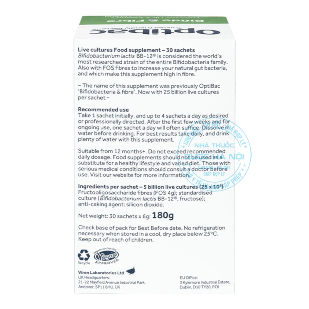 Men vi sinh Optibac Bifido & Fiber