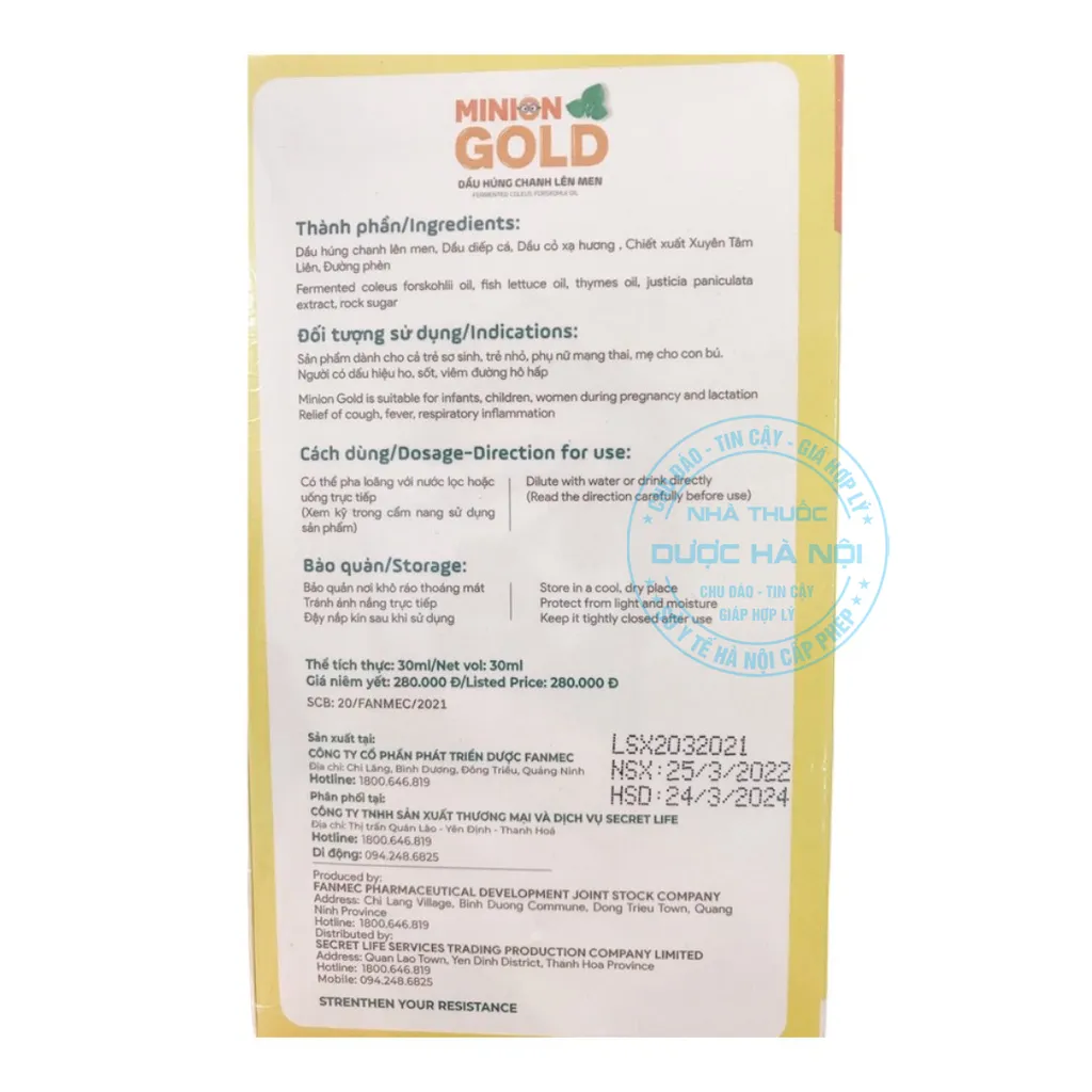 Tinh Dầu Húng Chanh Minion Gold