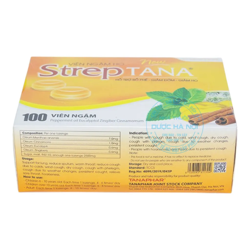 Viên ngậm ho Streptana