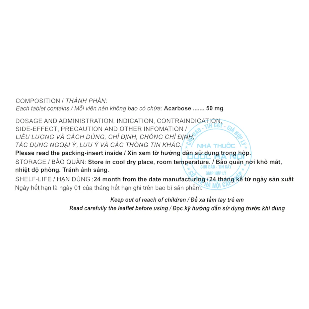 Thuốc Acarbose Friulchem 50mg