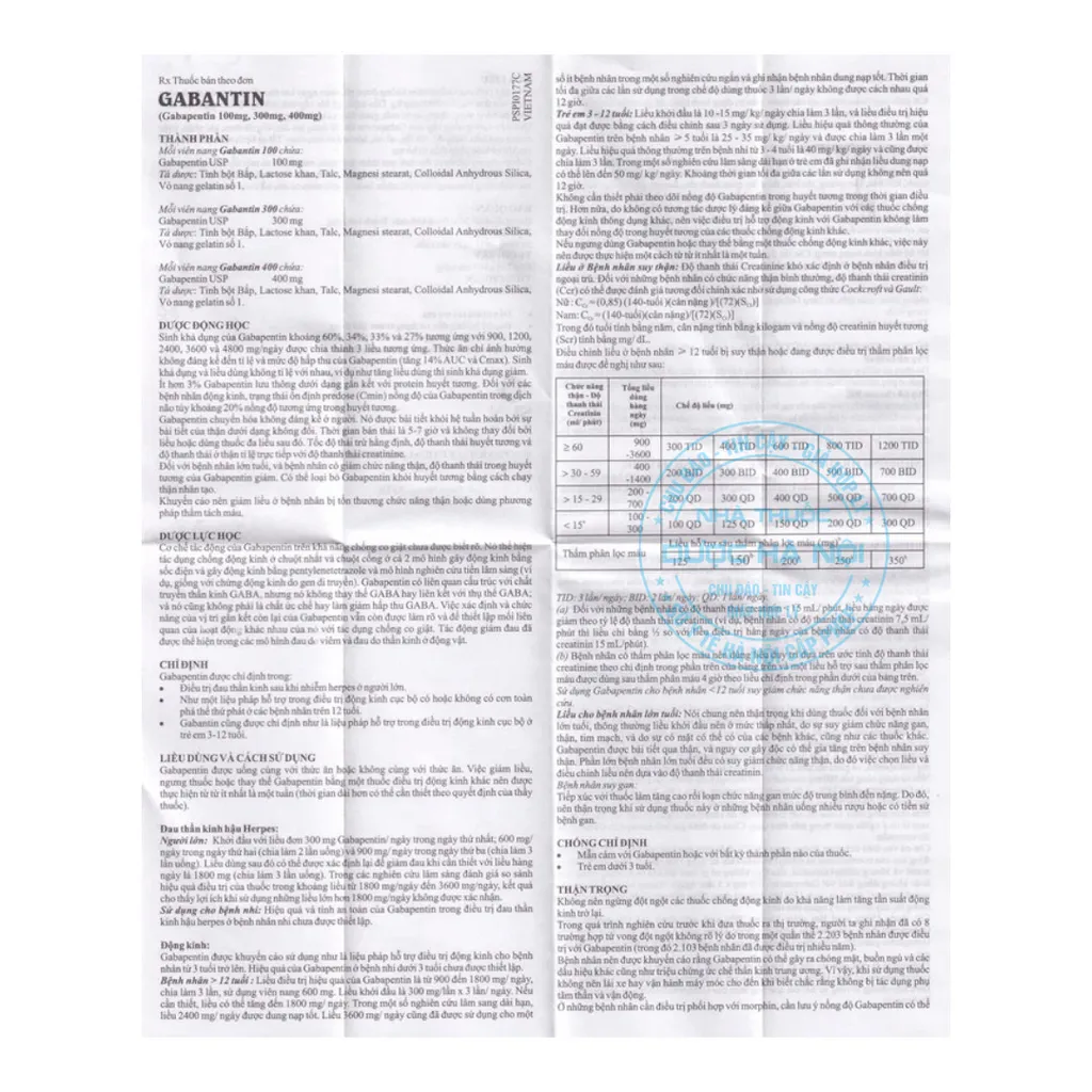 Thuốc Gabantin 300mg