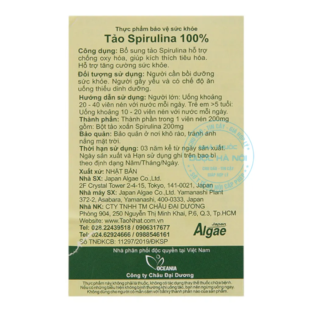 viên uống Tảo Spirulina Nhật Bản