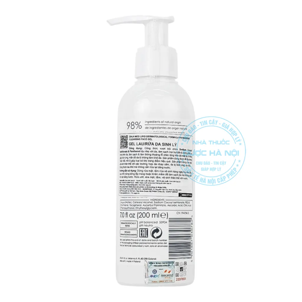 Gel rửa da sinh lý Ziaja Lipid Dermatological Formula