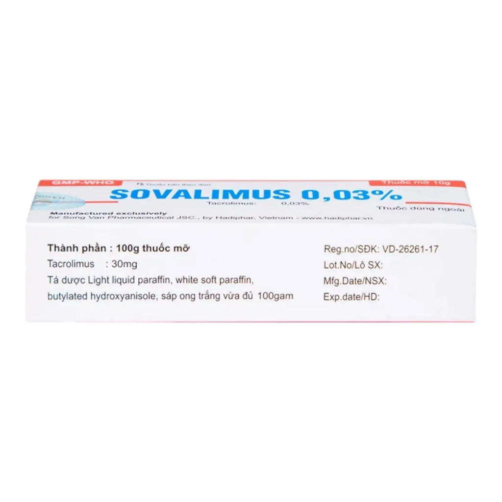 Thuốc mỡ Sovalimus 0.03%
