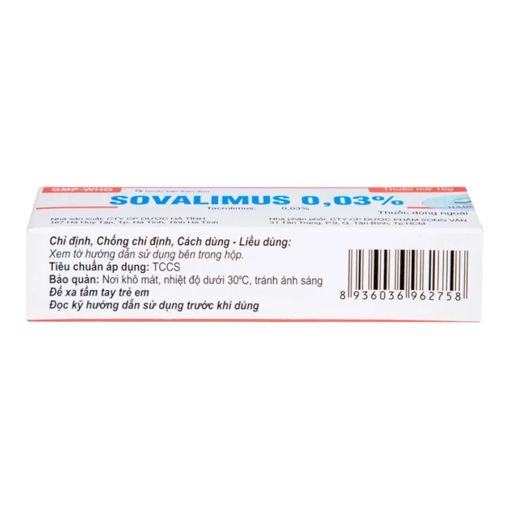 Thuốc mỡ Sovalimus 0.03%