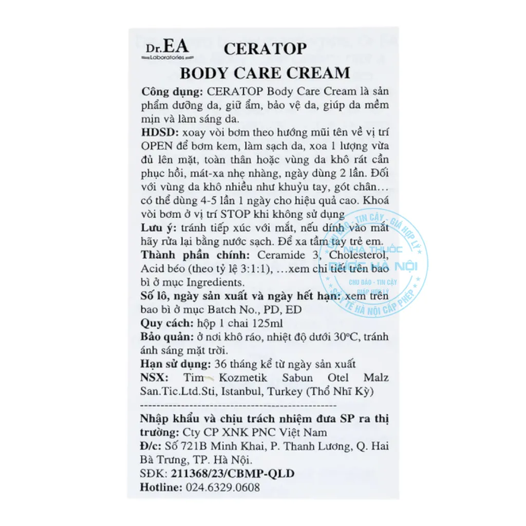 Kem Ceratop Body Care Cream 125ml Dr.EA