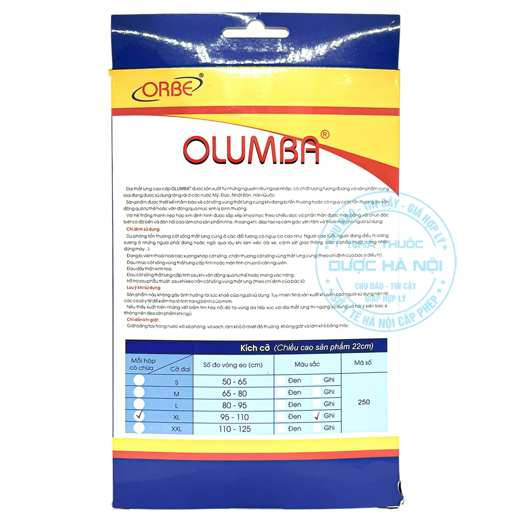 Đai thắt lưng Olumba Orbe Size XL