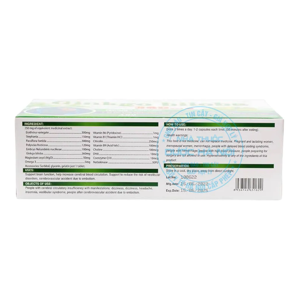 Viên uống Ginkgo Biloba 360mg