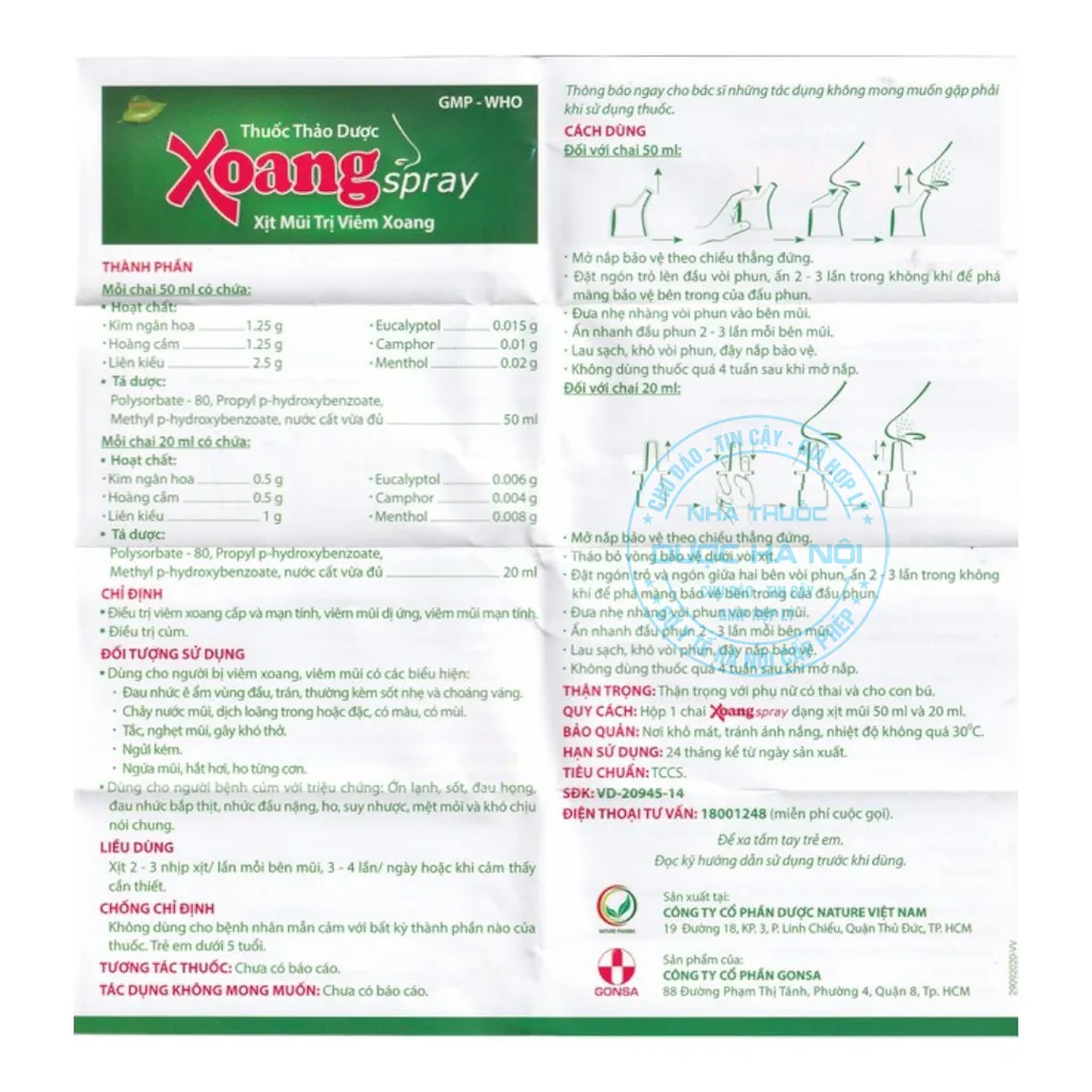 Thuốc xịt mũi Xoangspray 20ml
