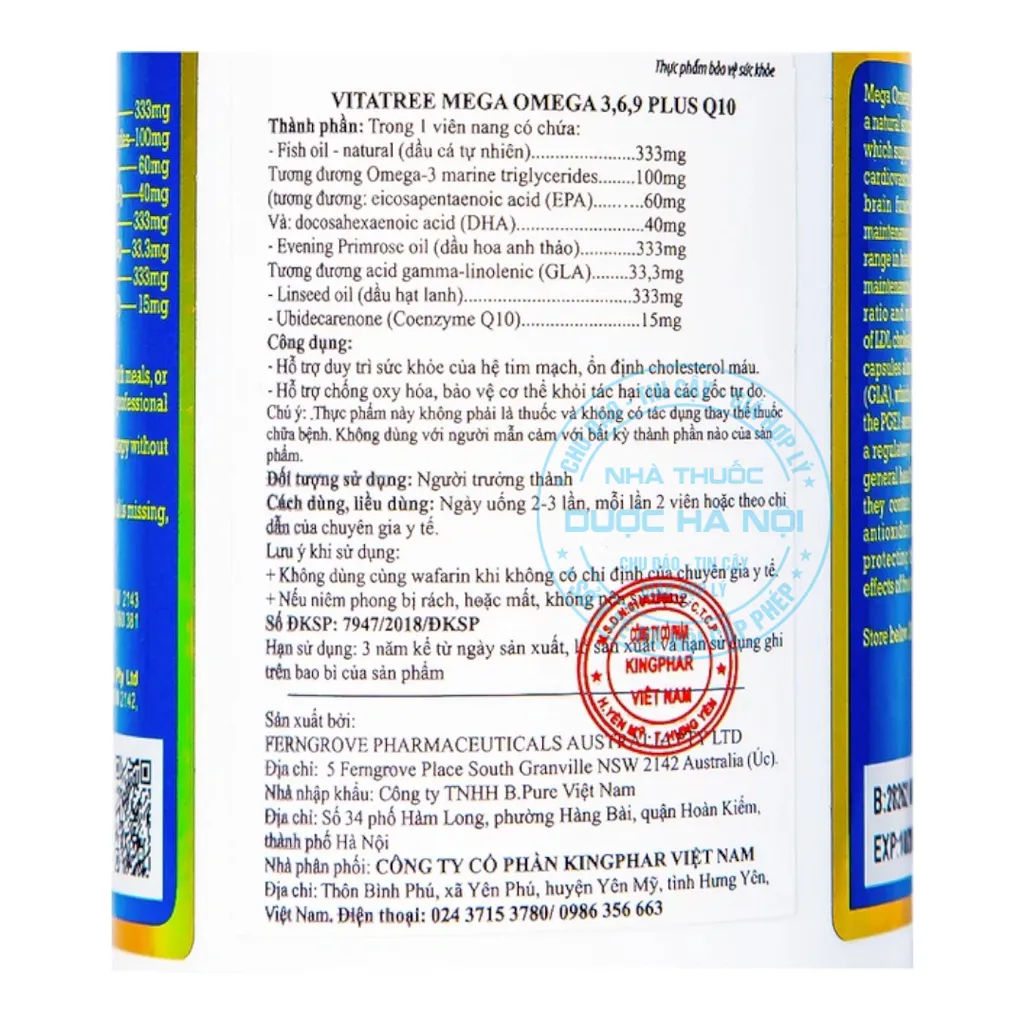 Viên uống Vitatree Mega Omega 3,6,9 Plus Q10