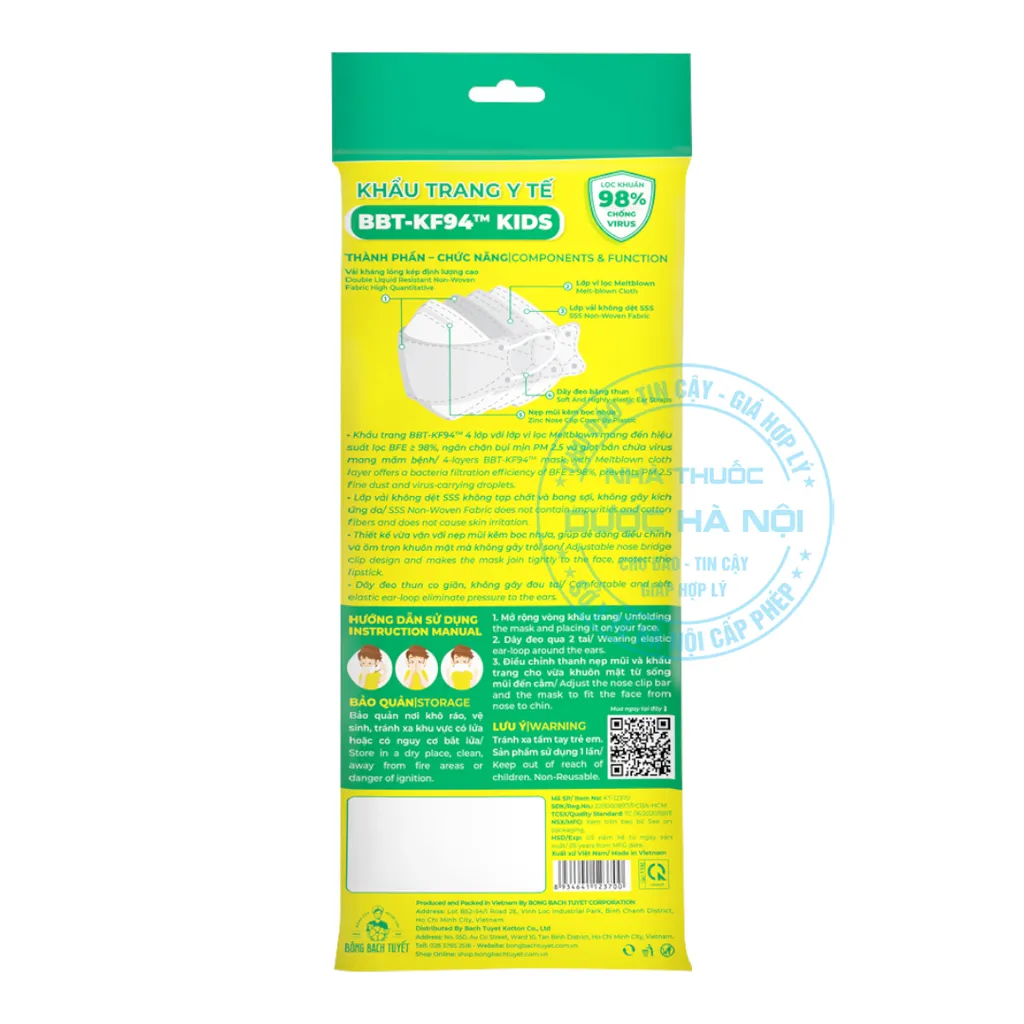 Khẩu trang KF94 trẻ em