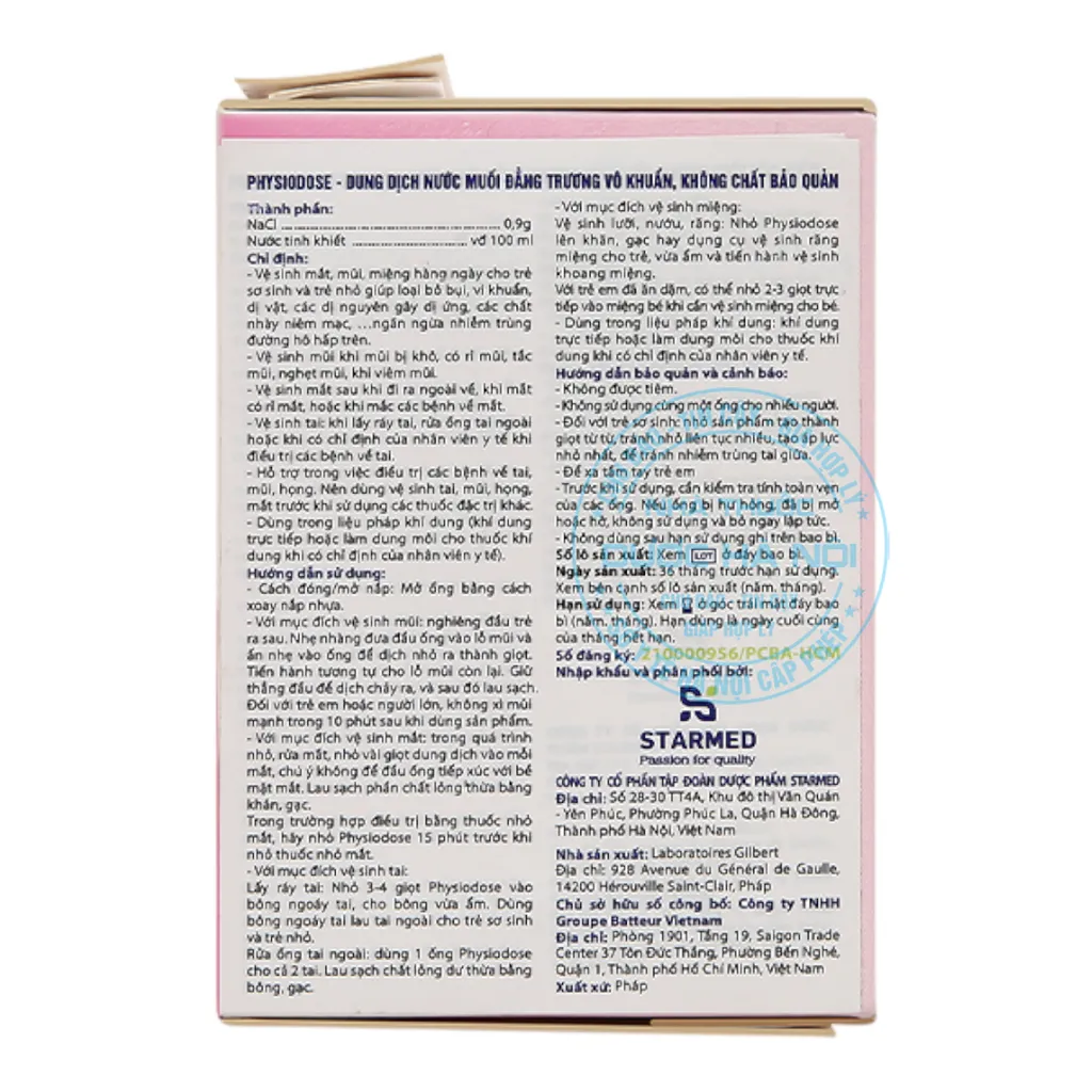 Nước muối sinh lý Physiodose