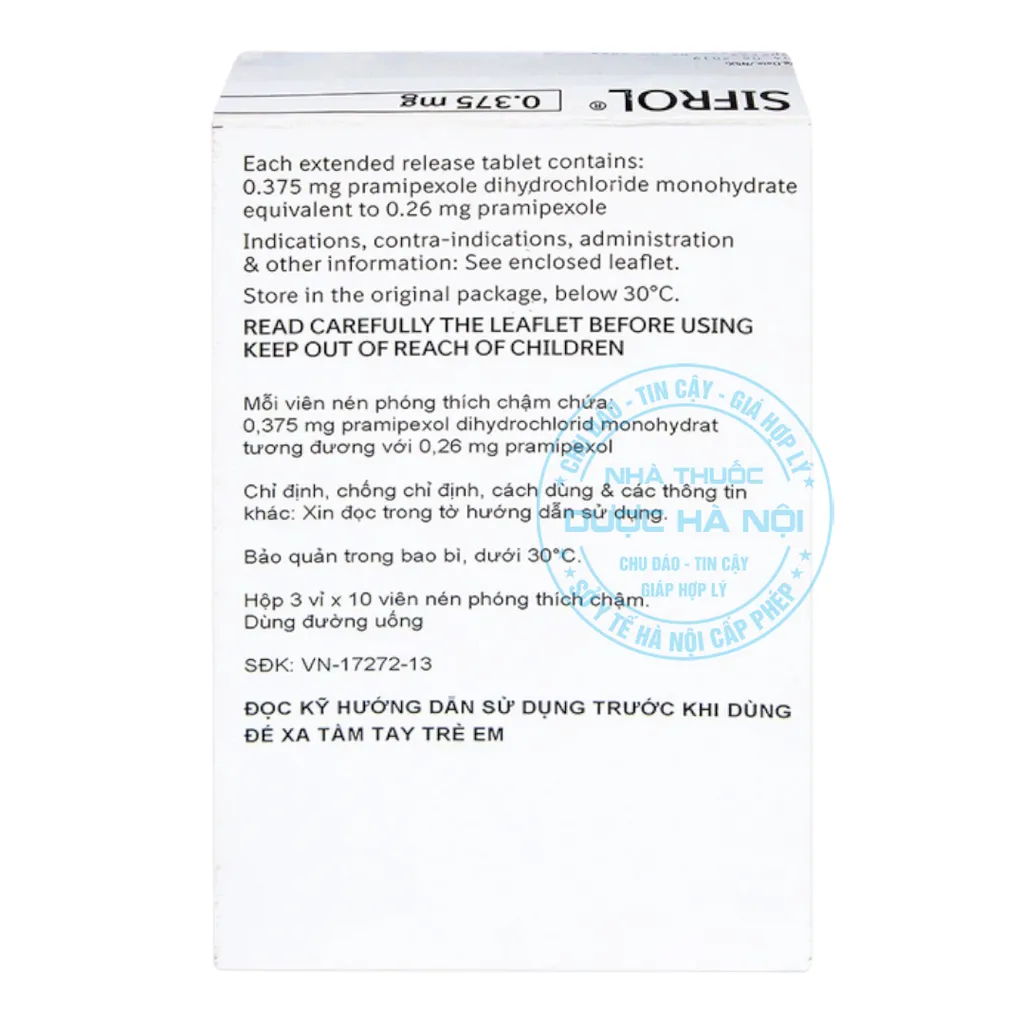 Thuốc Sifrol 0.375mg