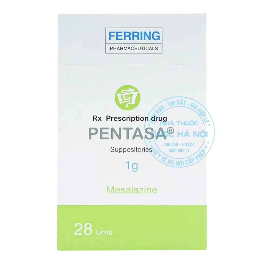 Viên đặt trực tràng Pentasa 1g