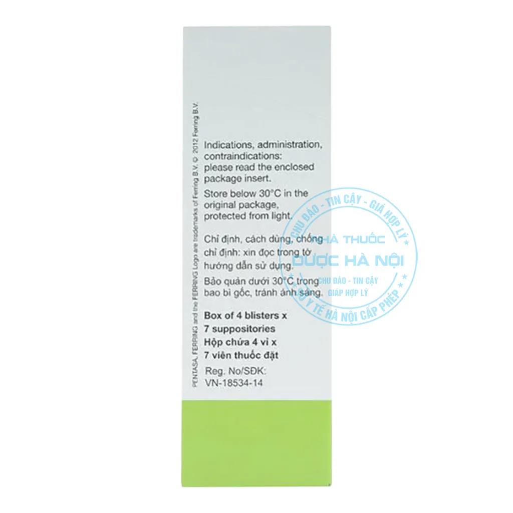 Viên đặt trực tràng Pentasa 1g