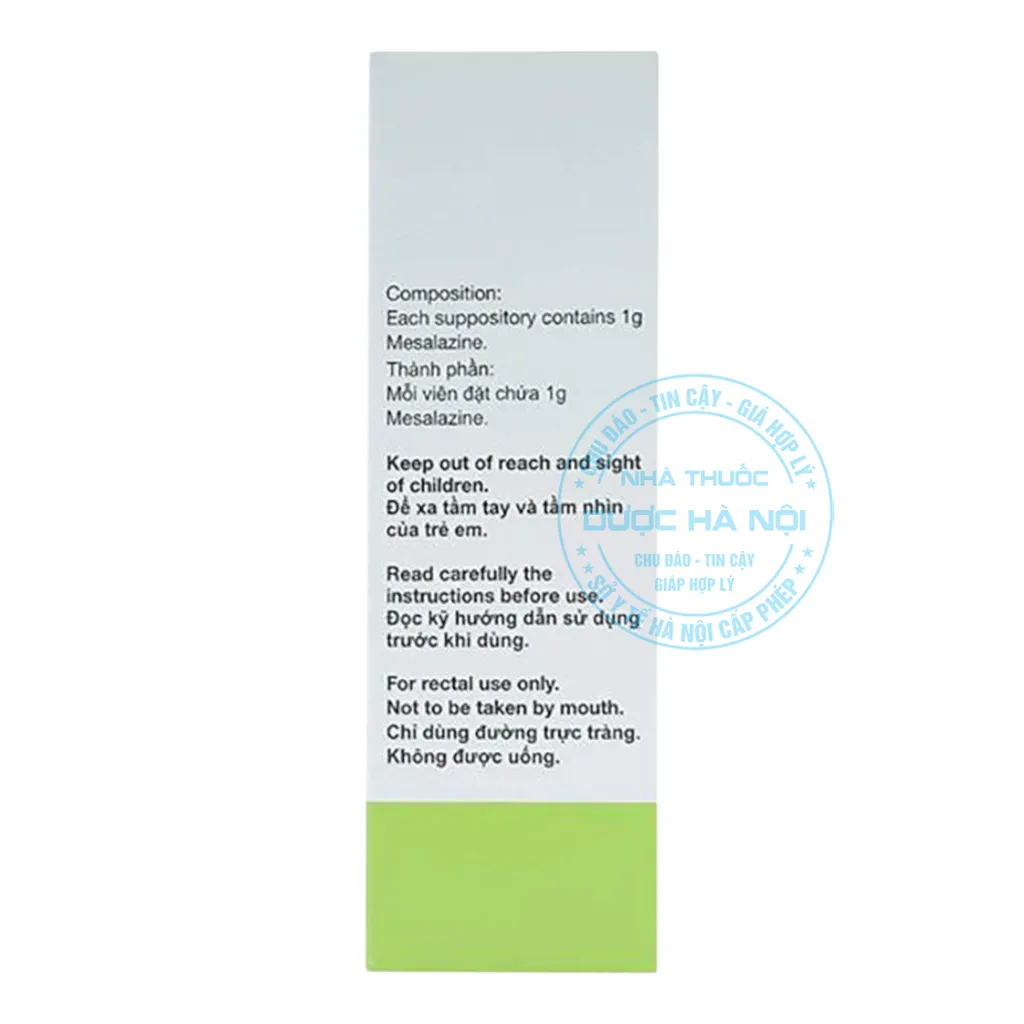 Viên đặt trực tràng Pentasa 1g