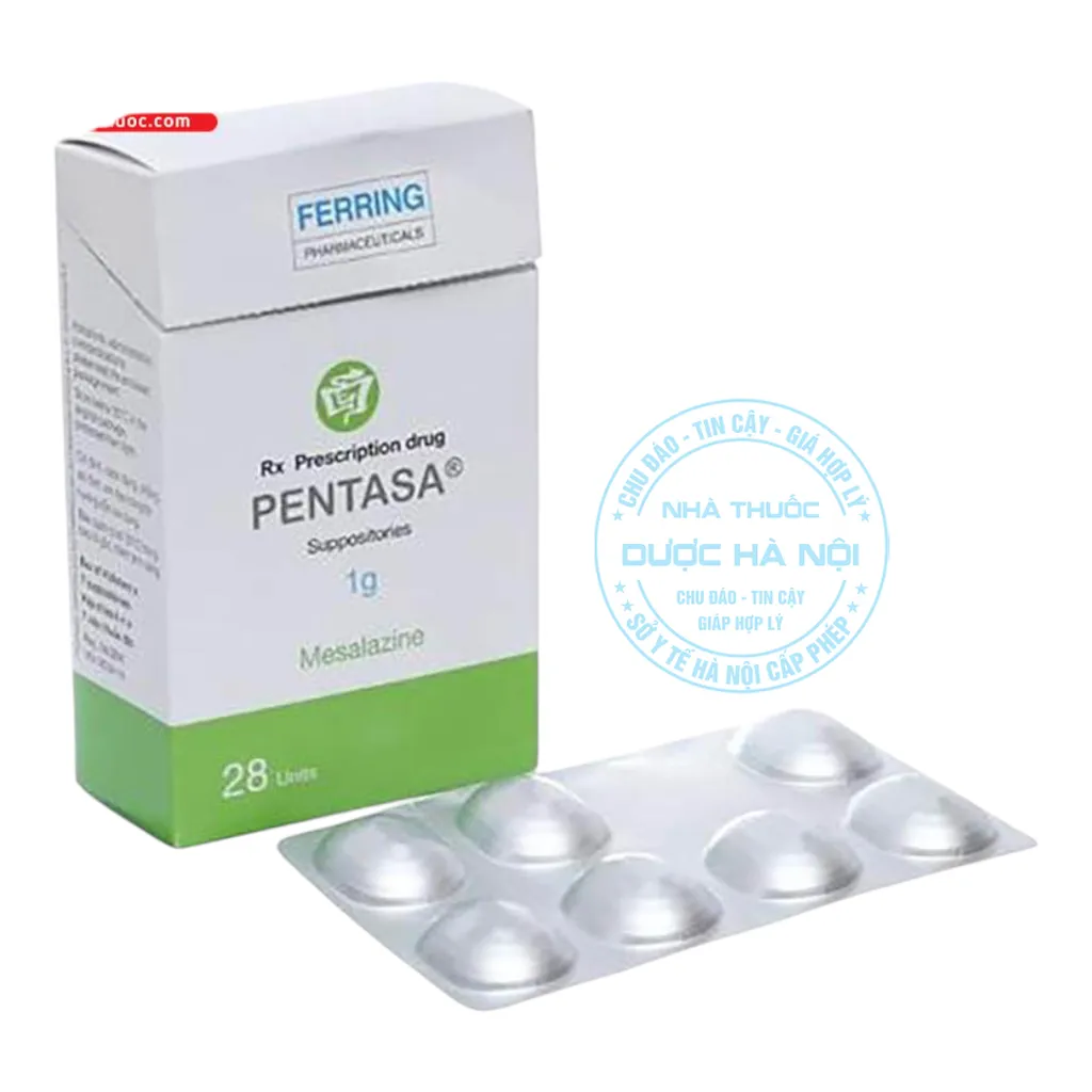 Viên đặt trực tràng Pentasa 1g