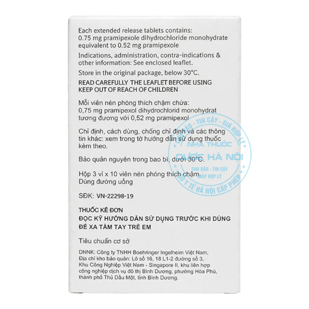 Thuốc Sifrol 0.75mg