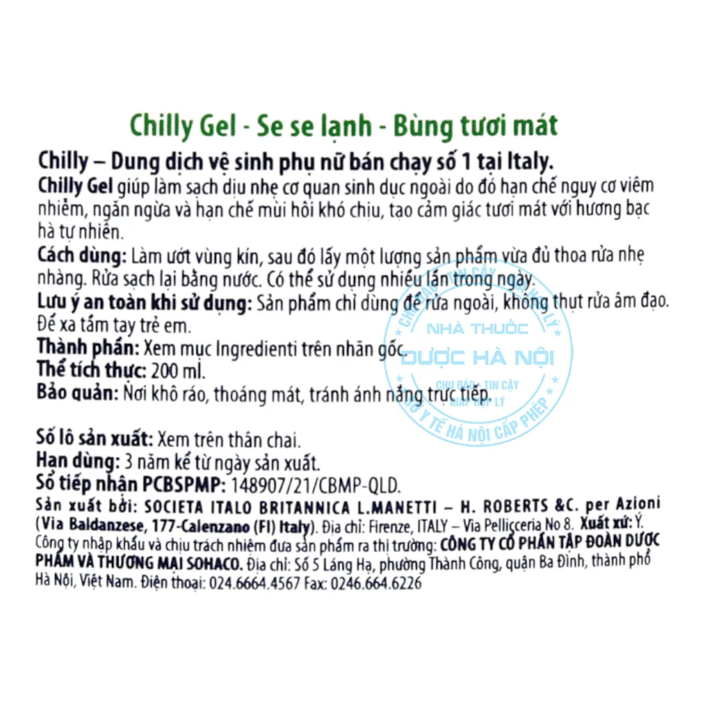 Dung dịch vệ sinh Chilly Gel