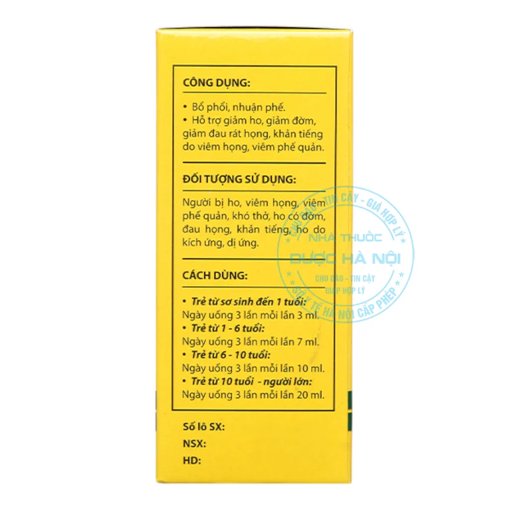 Siro ho Bạch Ngân PV Plus