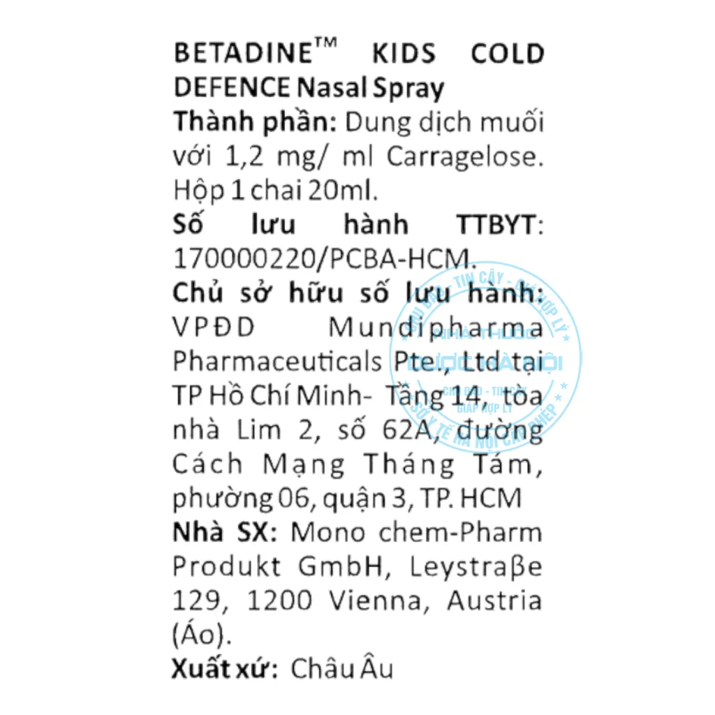 Betadine Cold Defense Nasal Spray Kids 1+