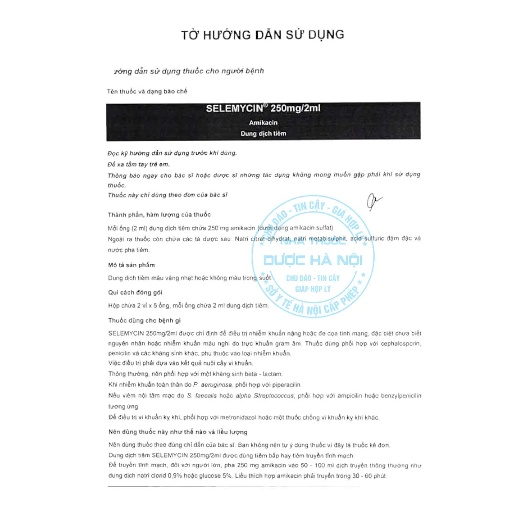 Thuốc Selemycin 250mg/2ml