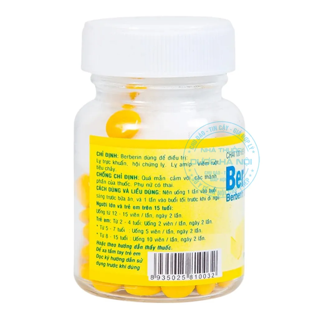 Thuốc Berberin 100v Bao Đường