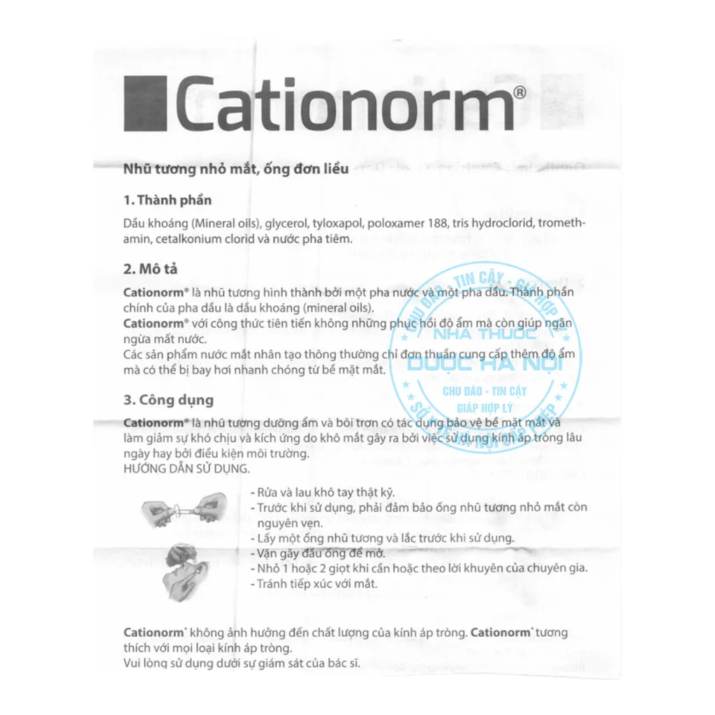 Nhỏ mắt Cationorm