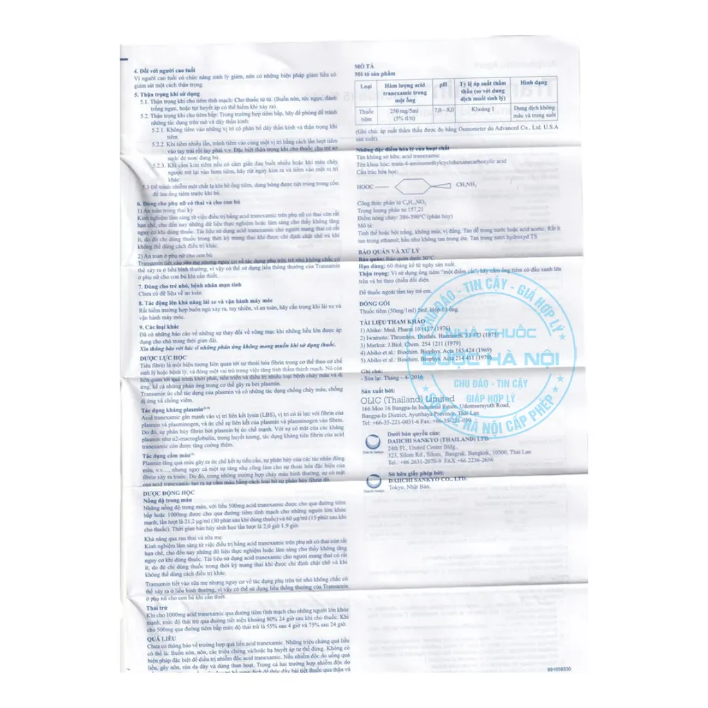 thuốc tiêm Transamin Injection