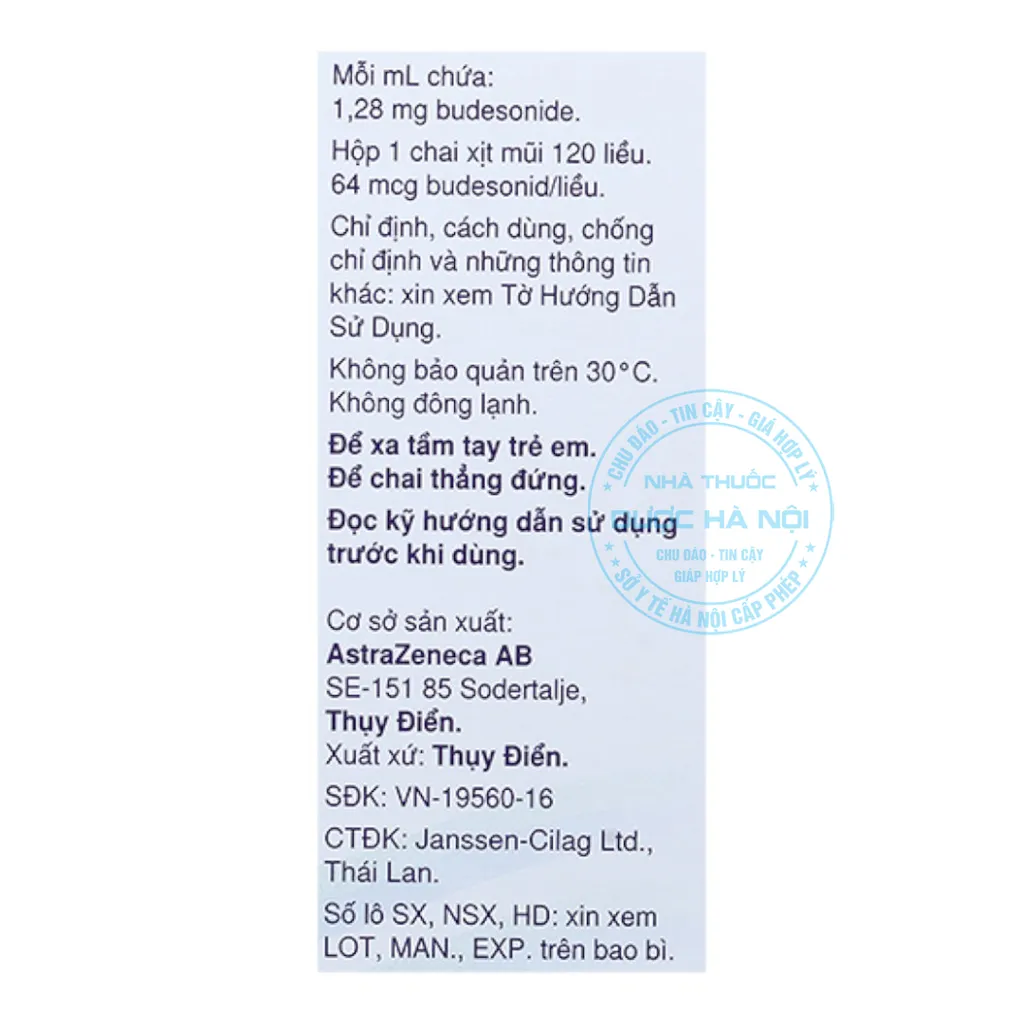 Hỗn dịch xịt mũi Rhinocort Aqua