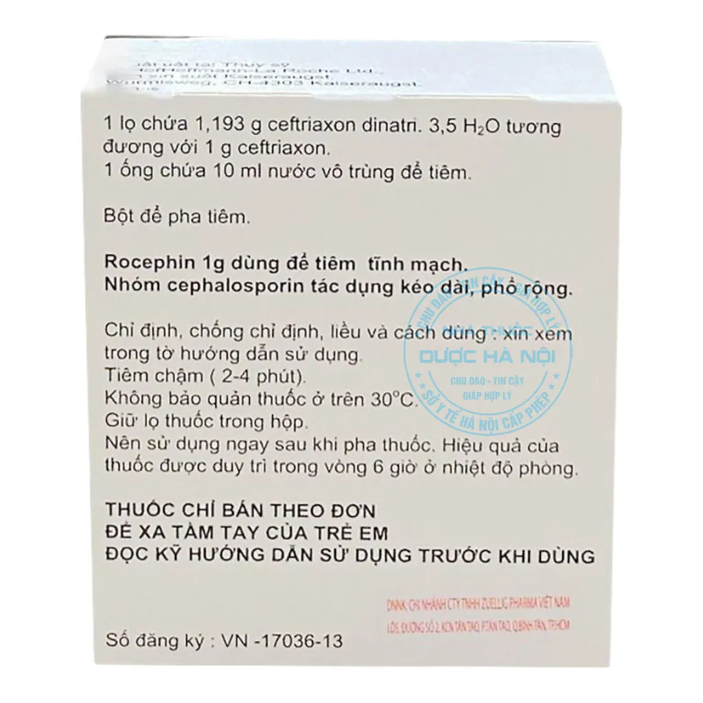 Thuốc Rocephin 1 g i.v.