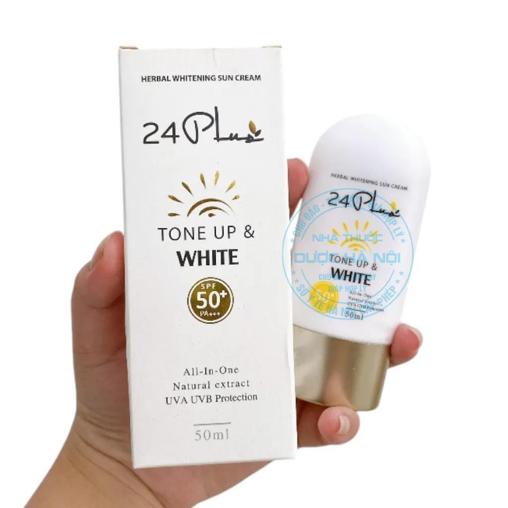Kem chống nắng 24 Plus Tone Up& White 50++