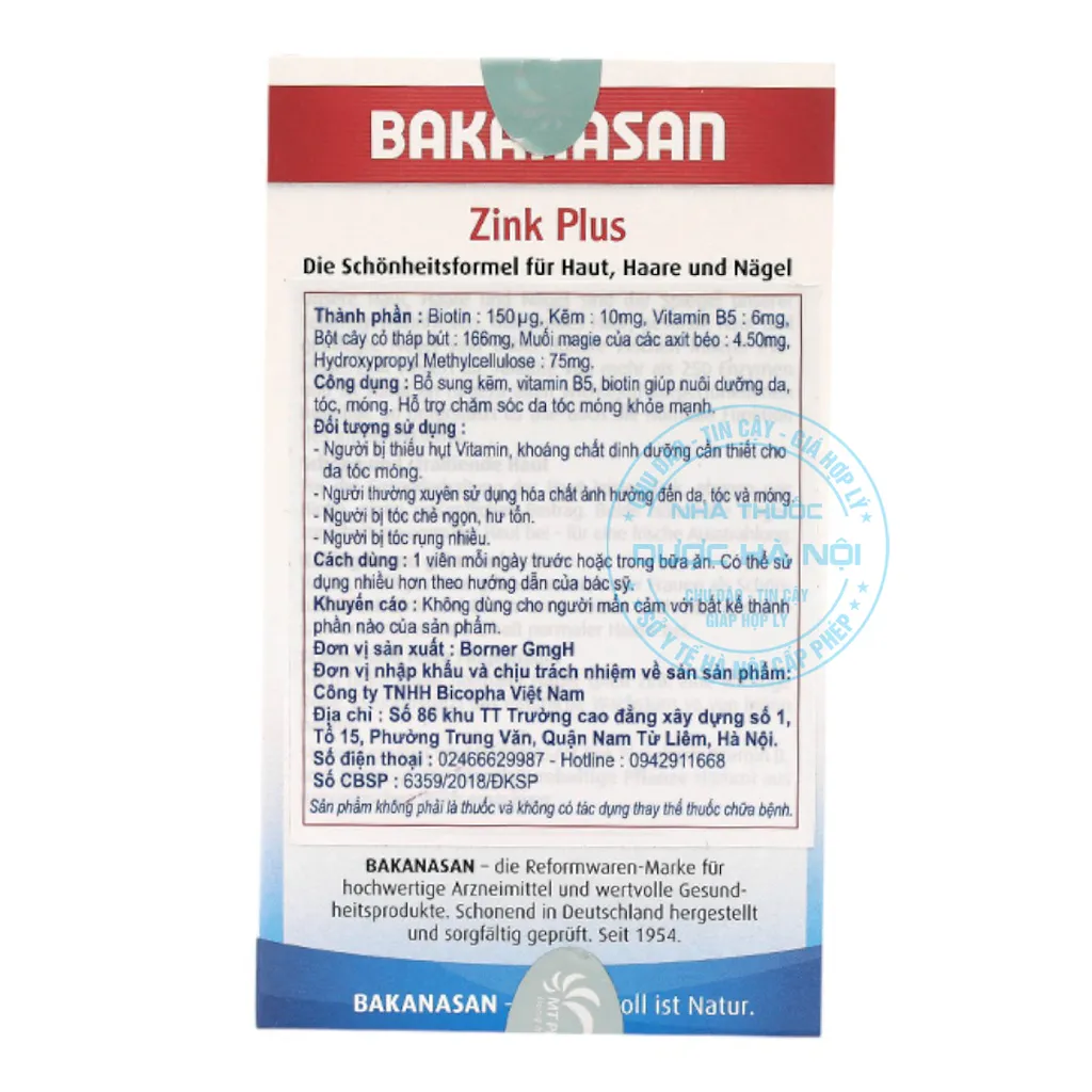 Viên uống Bakanasan Zink Plus