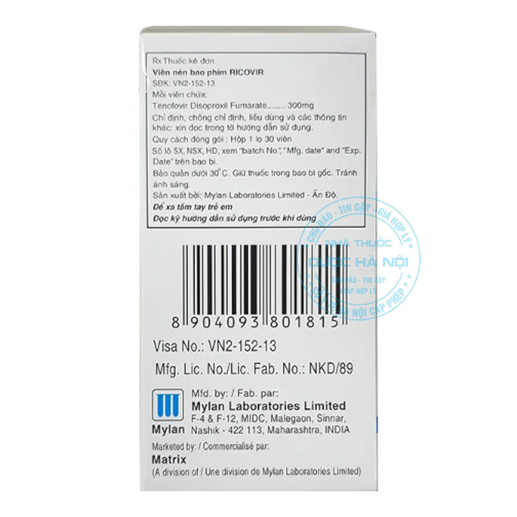 Thuốc Ricovir 300mg Mylan