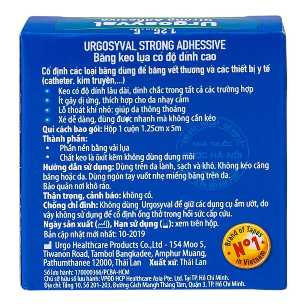 Băng keo lụa Urgosyval 1,25cm x 5m