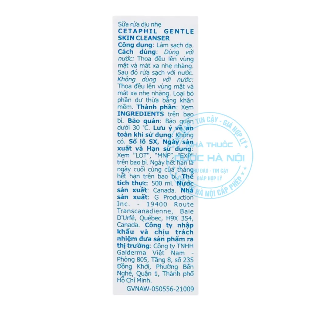 sữa rửa mặt Cetaphil Gentle Skin Cleanser 500ml