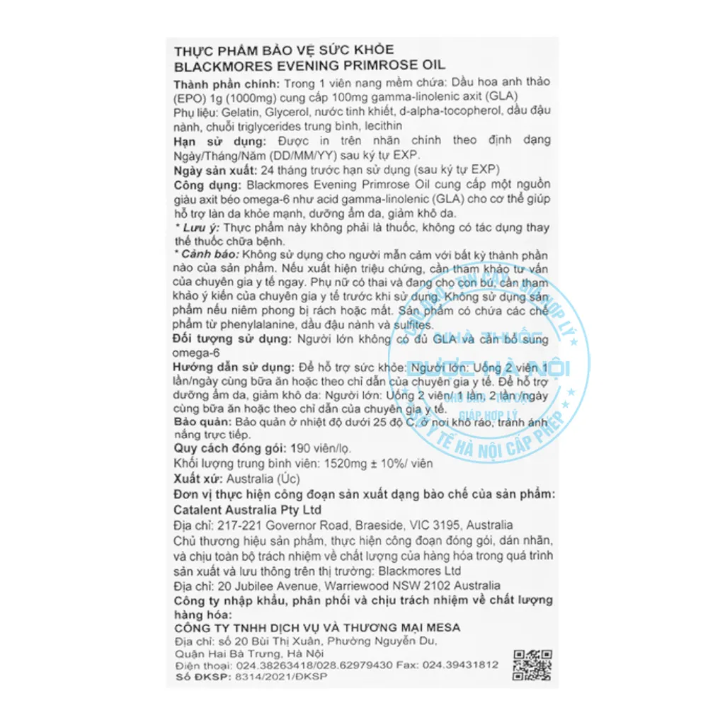 Viên uống Blackmores Evening Primrose Oil