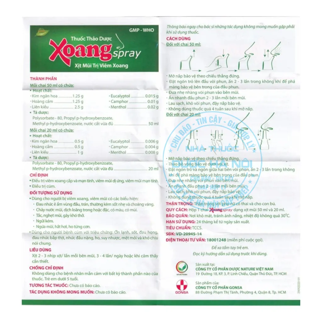 Thuốc xịt mũi Xoangspray