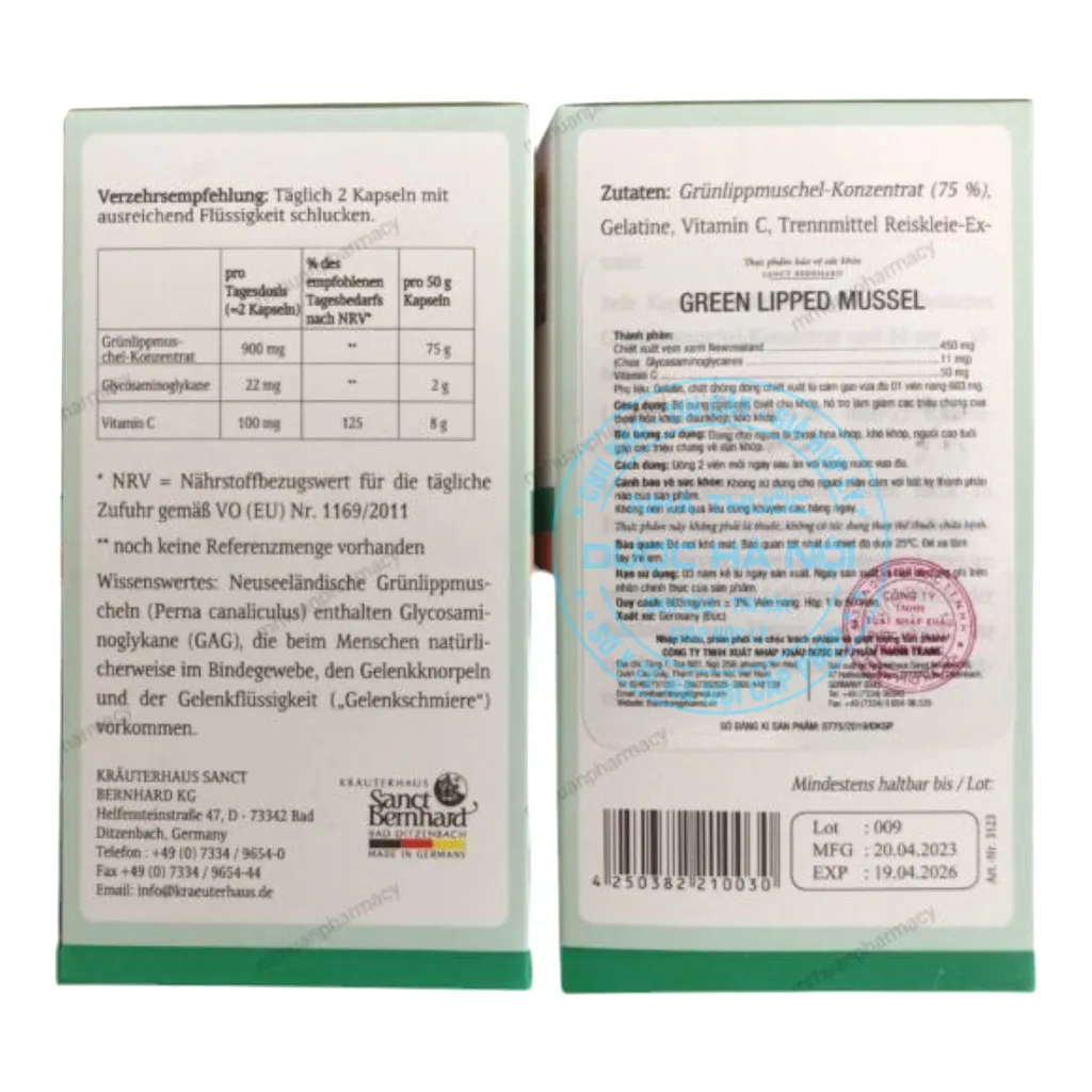 Viên uống Green Lipped Mussel Sanct Bernhard
