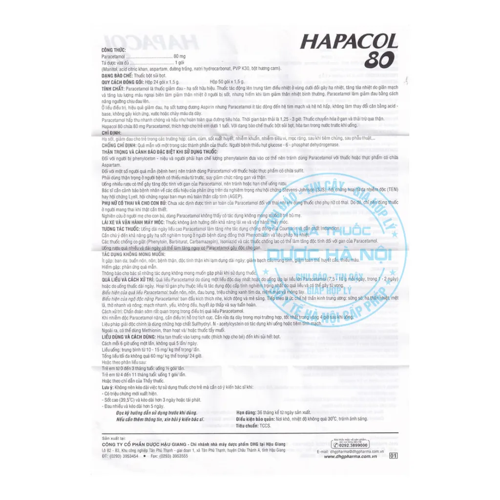 Bột Hapacol 80 DHG