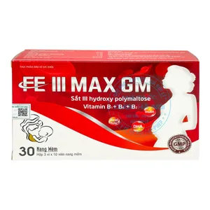 Viên uống Fe III Max GM bổ sung sắt và axit folic giảm thiếu máu do thiếu sắt